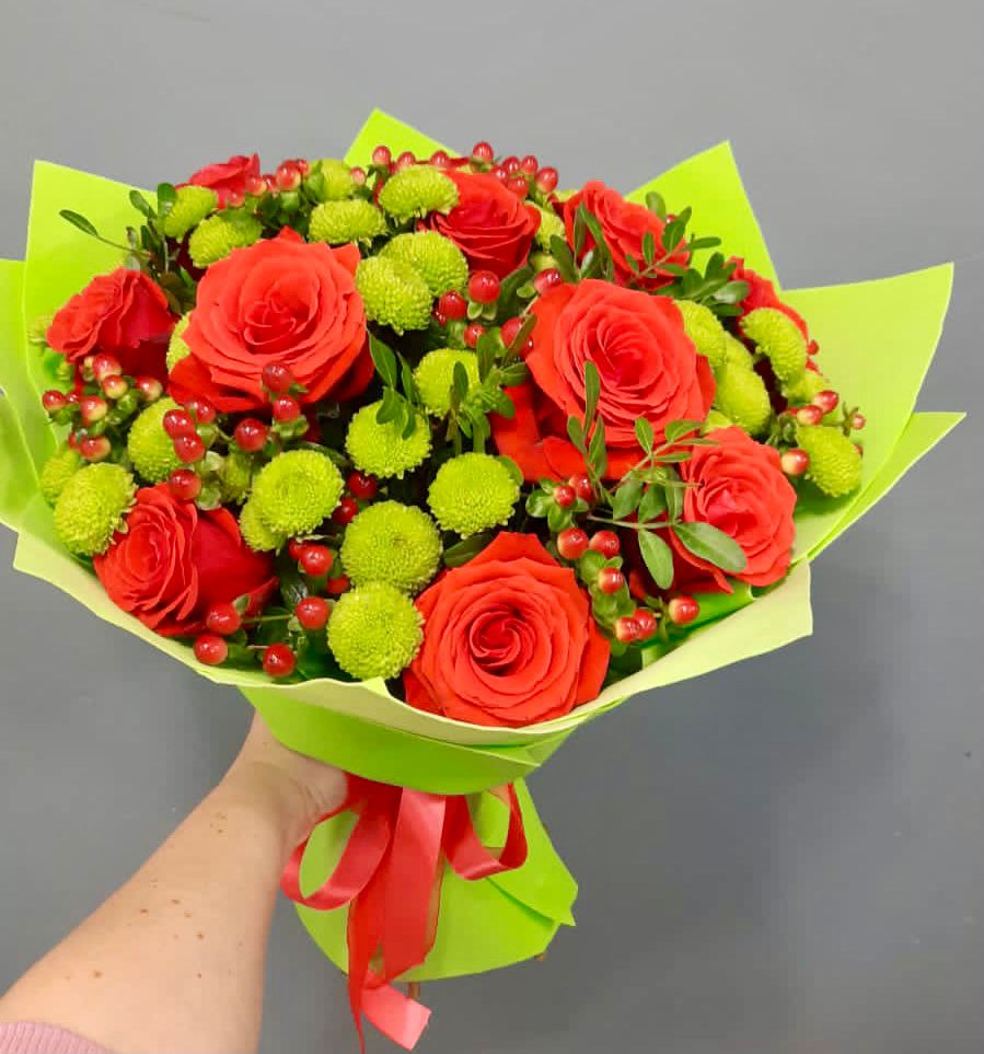 Букет цветов из: Хризантемы и Розы в Глебычево