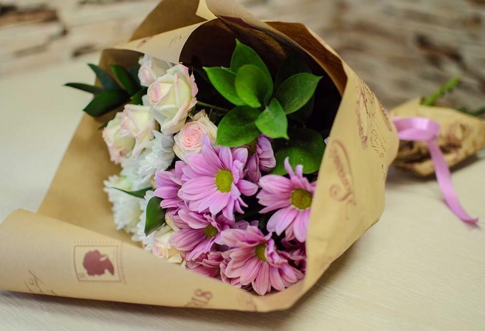 Букет цветов из: Розы и Хризантемы в Глебычево