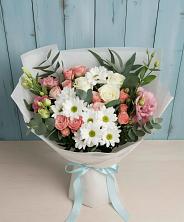 Букет цветов из:  Розы, Лизиантусы и Хризантемы в Глебычево