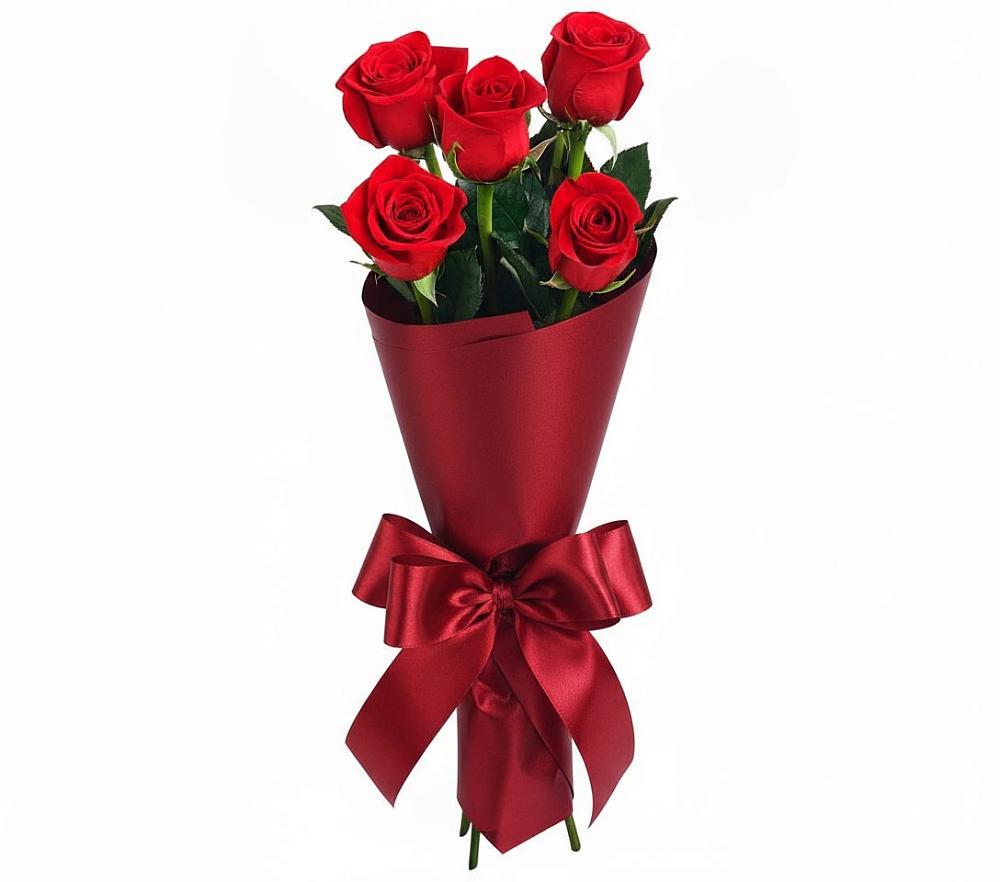 Букет 5 Красных роз Эдлесс Лав в Глебычево