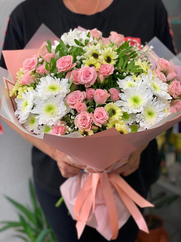 Букет цветов из: Розы и Хризантемы в Глебычево