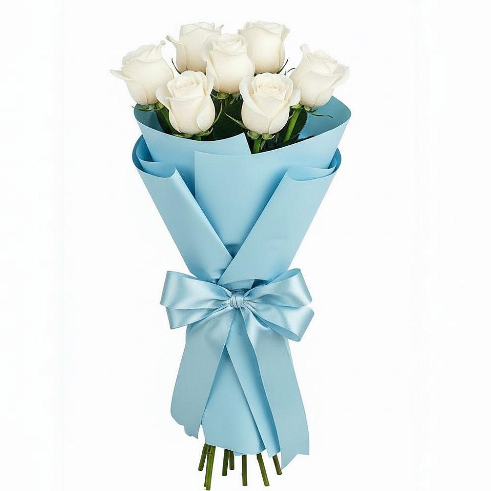 Букет 7 белых роз Проуд в Глебычево