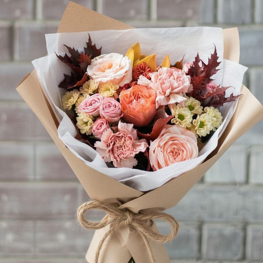 Букет цветов из: Гвоздики, Хризантемы и Розы в Глебычево