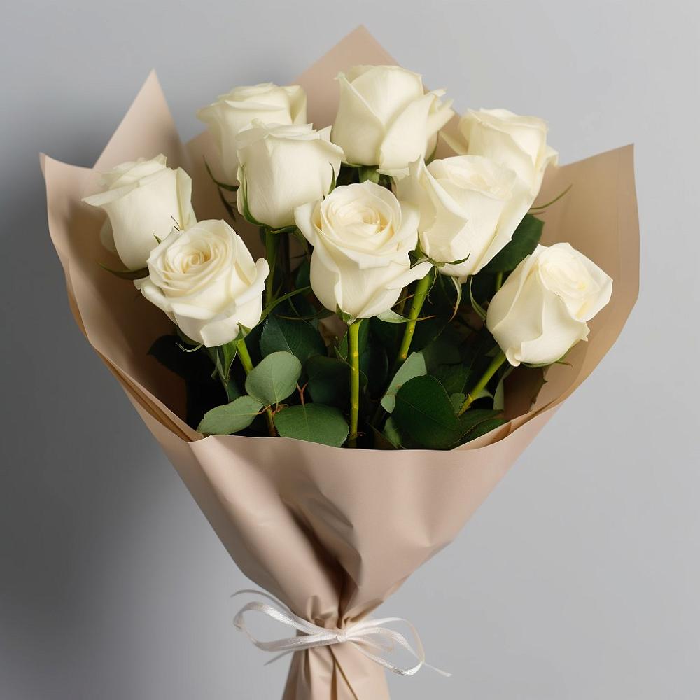 Букет 9 Белых роз Эдлесс Лав в Глебычево