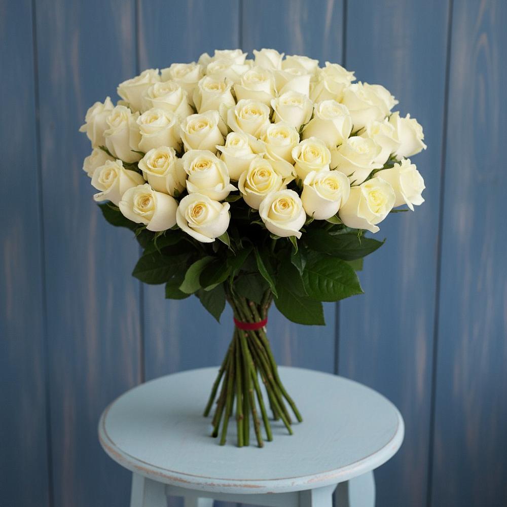 Букет 51 Белая роза Эдлесс Лав в Глебычево