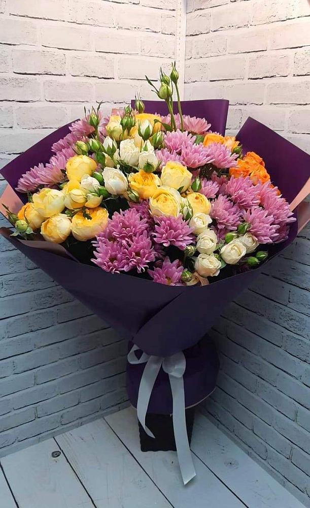 Букет цветов из: Хризантемы и Розы в Глебычево