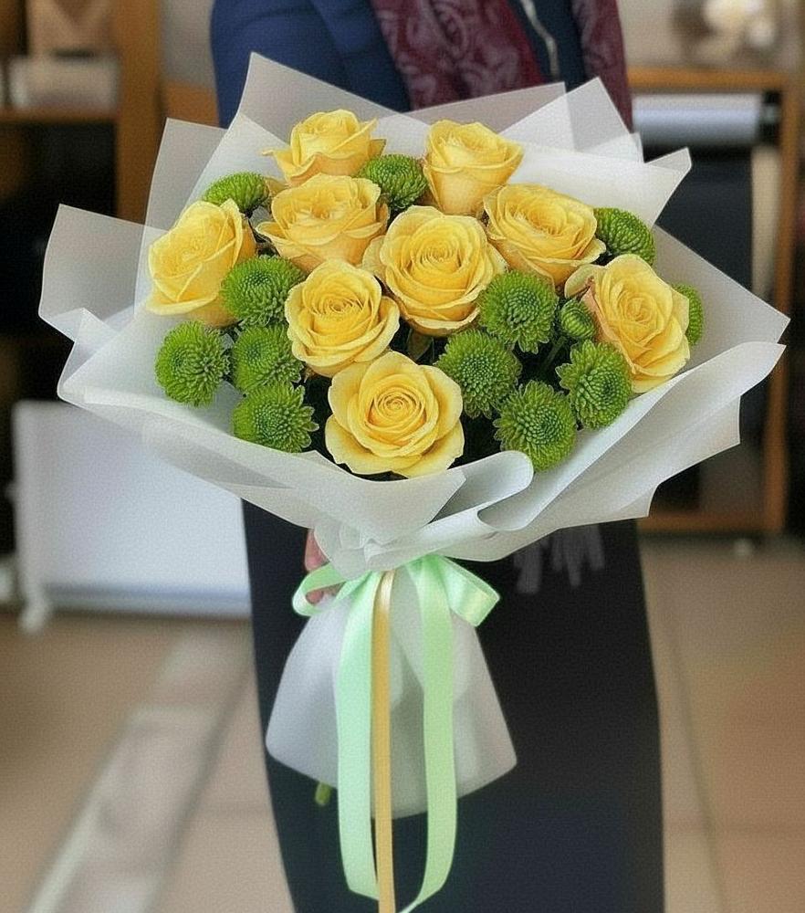 Букет цветов из: Хризантемы и Розы в Глебычево