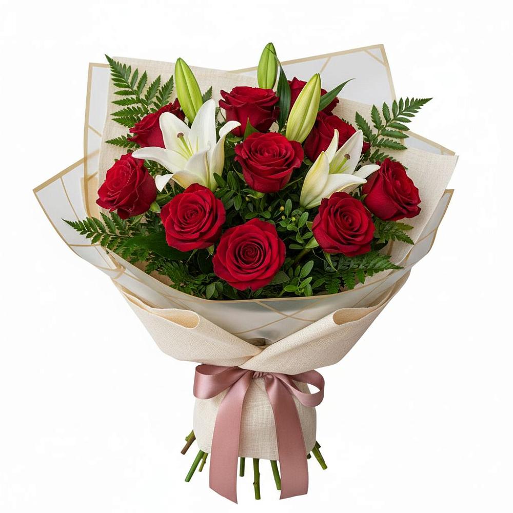 Букет цветов из: Лилии и Розы в Глебычево