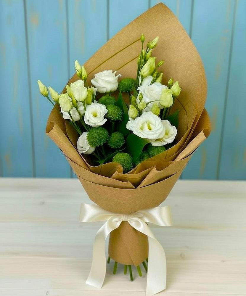 Букет цветов из: Хризантемы и Лизиантусы в Глебычево