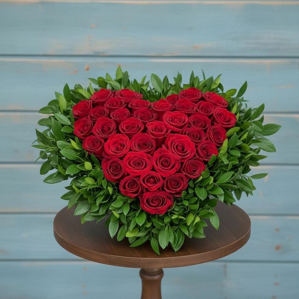 Цветочная композиция из Розы в виде сердца в Глебычево