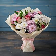 Букет цветов из:  Хризантемы, Альстромерии и Розы #REPLACE_PRED# Глебычево