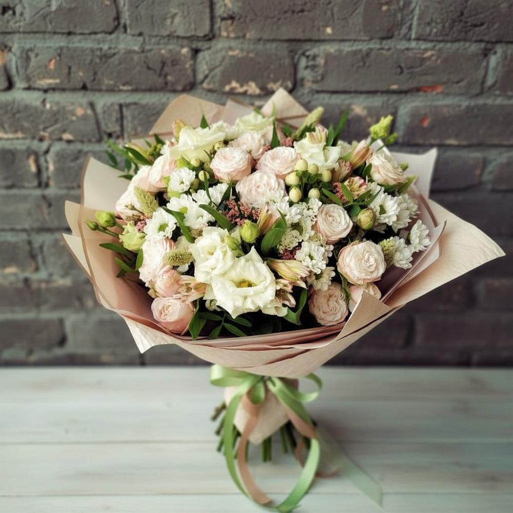 Букет цветов из: Альстромерии, Розы и Хризантемы в Глебычево