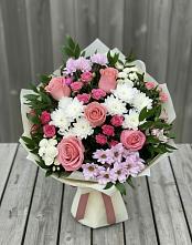 Букет цветов из:  Альстромерии, Гвоздики, Розы и Хризантемы в Глебычево