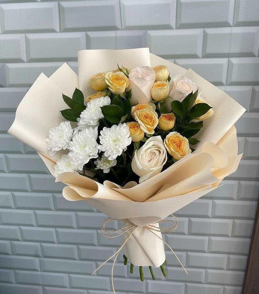 Букет цветов из: Розы и Хризантемы в Глебычево