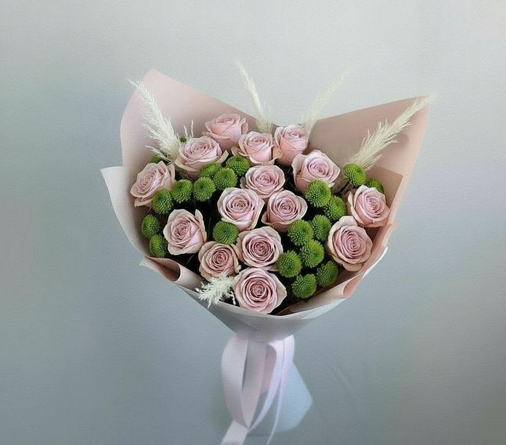 Букет цветов из: Розы и Хризантемы в Глебычево