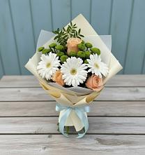 Букет цветов из:  Герберы, Розы и Хризантемы в Глебычево