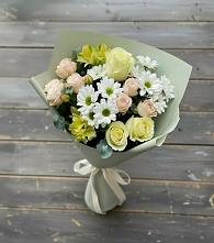Букет цветов из:  Альстромерии, Розы и Хризантемы в Глебычево